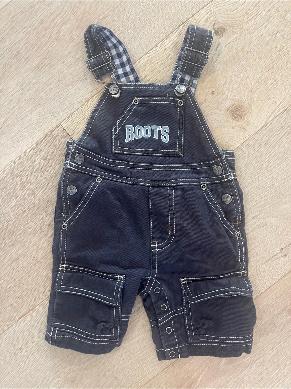 Roots Kids Overalls Shortalls with Contrast Stitching